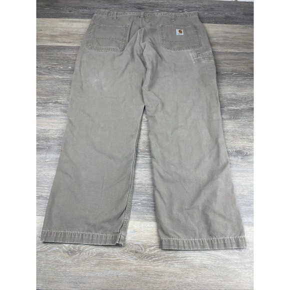 Carhartt Canvas Khaki Relaxed Fit Pants Mens 38x30 Musk Brown Tan B299 MUS - Picture 6 of 7